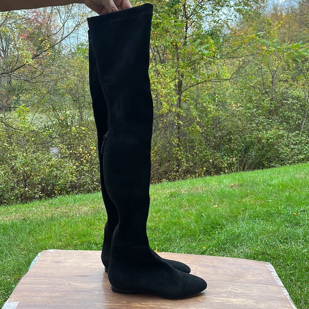 Brian Atwood Women Boot Over The Knee Thigh High Size 6 Pointed Black Suede